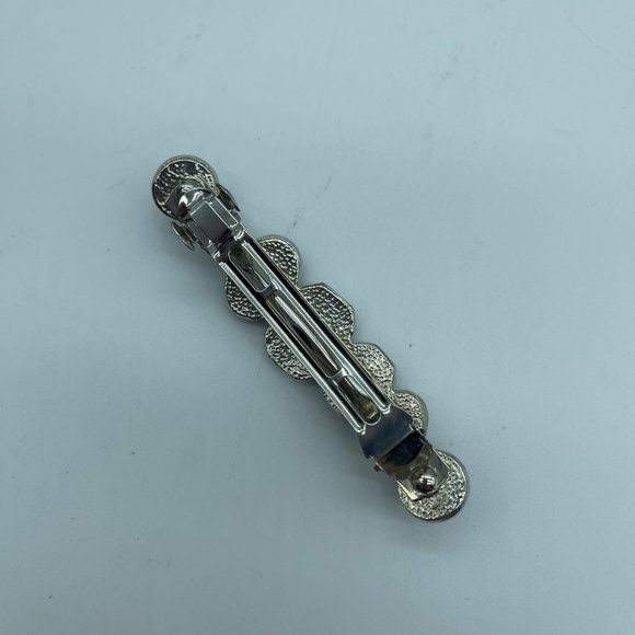 Vintage Hair Berette OS Silver Rhinestones Diamond Black - Picture 3 of 9